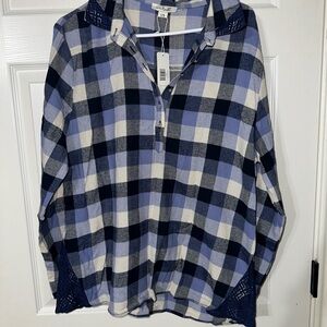 Simply Noelle Blue and White Plaid Button Down Shirt